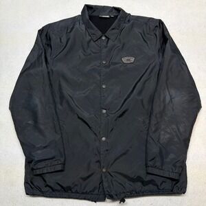 Vans Off The Wall Mens Large Black Coaches Jacket Snap Front Fleece Lined Y2K